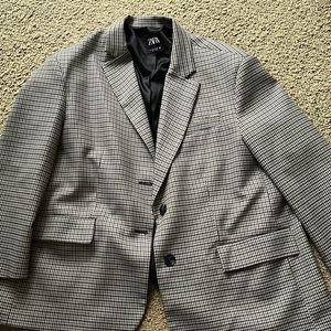 Zara blazer oversized houndstooth check
